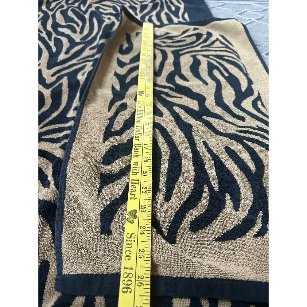 Vintage Lauren Ralph Lauren Zebra Towels bath and hand set 1990 black beige
